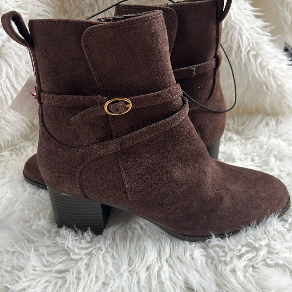 Brown Suede Ankle Boots Anne Klein NWT